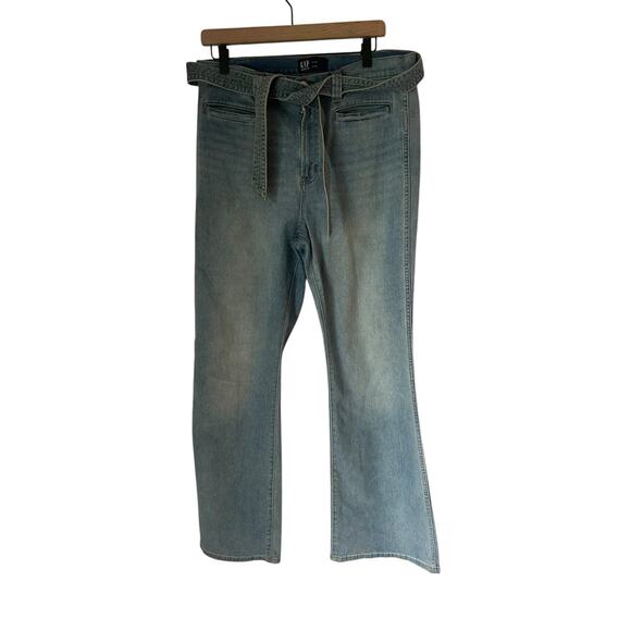 GAP Denim - Gap Denim High Rise Flare Jeans Women 12/31 Light Wash Belted